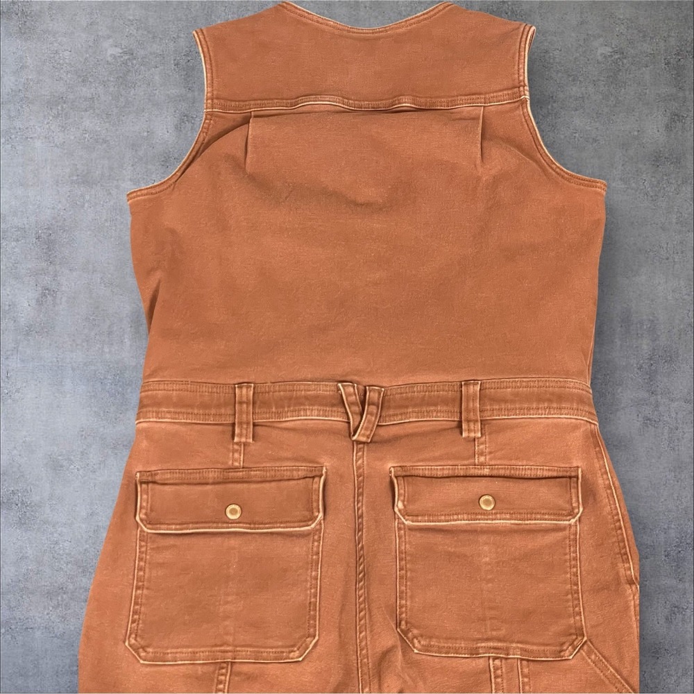 Duluth Trading Co Canvas Jumpsuit Womens 10 Rust Brown Sleeveless Workwear - Picture 6 of 8
